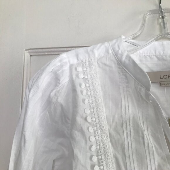 Loft | Tasseled Tie-Neck Bib Blouse - Picture 5 of 10